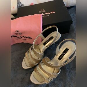 Nina Gold Strappy Prom Shoes